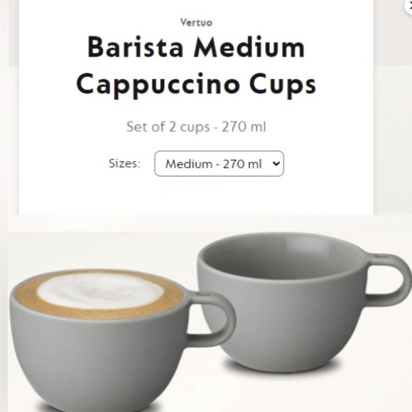 Nespresso Vertuo Barista Medium Cappuccino Cups Set of 2 - NEW! - Picture 2 of 6